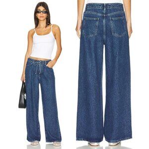 NEW Frame Super Drape Drawstring Cotton Belted Wide Leg Denim Jeans Size: 26